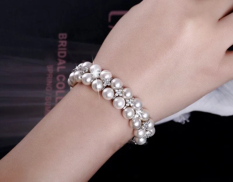 "Katelyn" - Pearl and Cubic Zirconia Bridal Bracelet