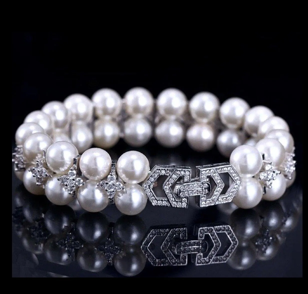 "Katelyn" - Pearl and Cubic Zirconia Bridal Bracelet