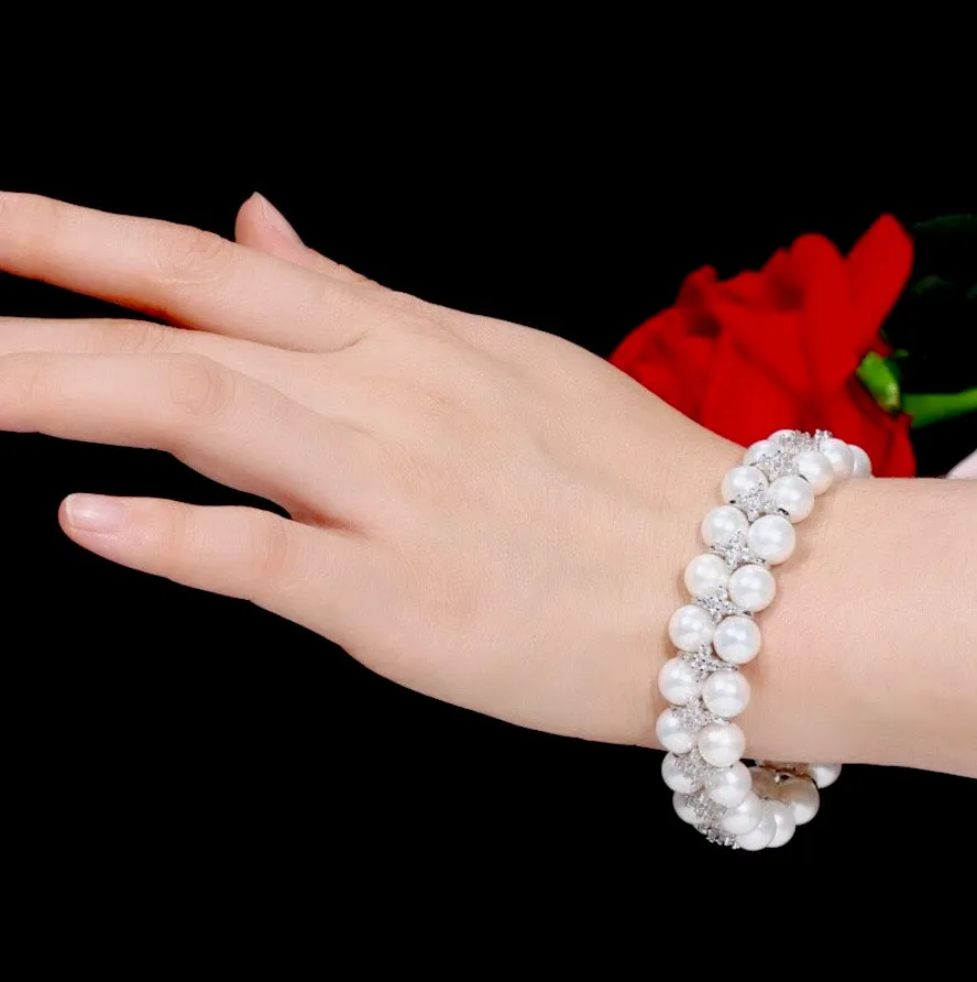 "Katelyn" - Pearl and Cubic Zirconia Bridal Bracelet