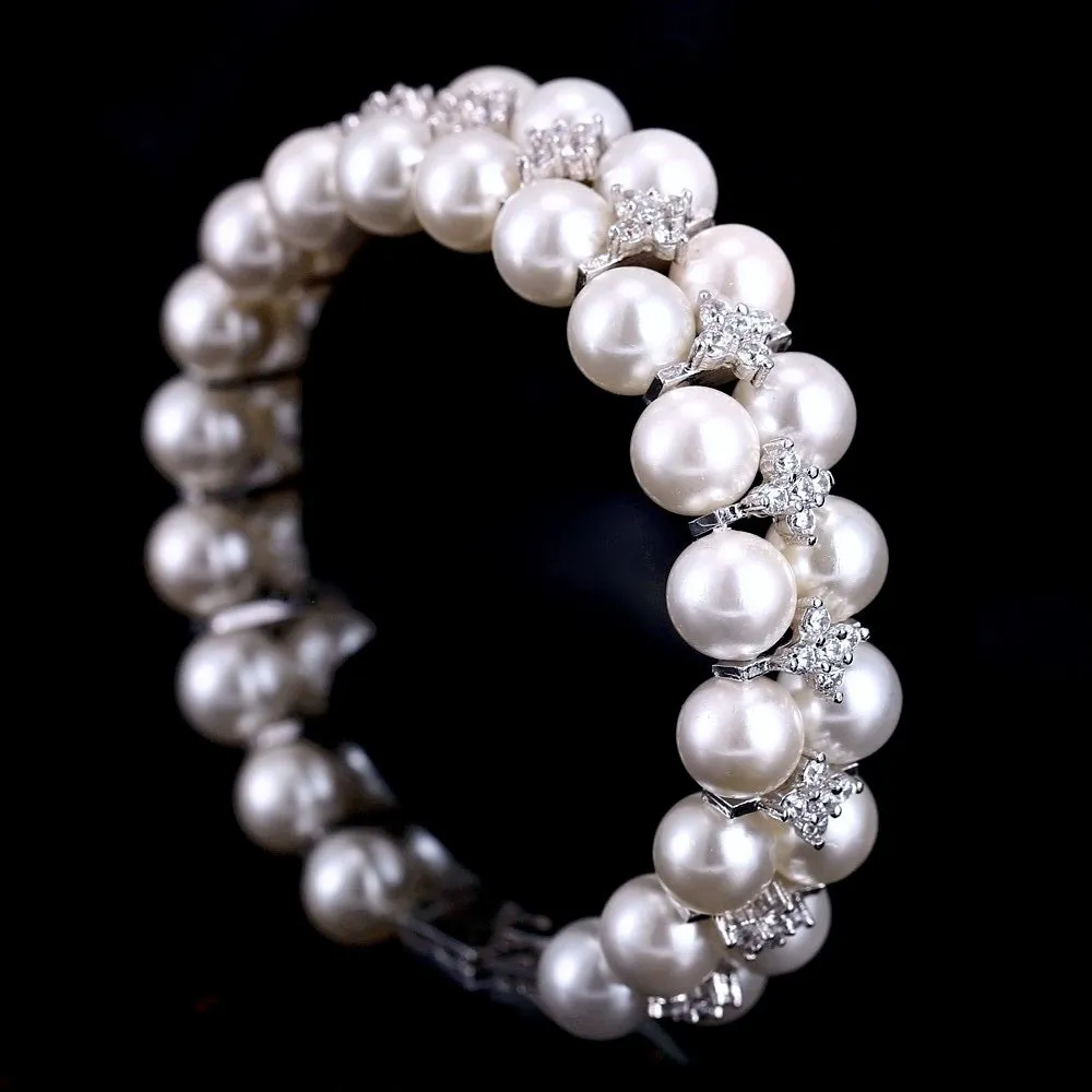 "Katelyn" - Pearl and Cubic Zirconia Bridal Bracelet