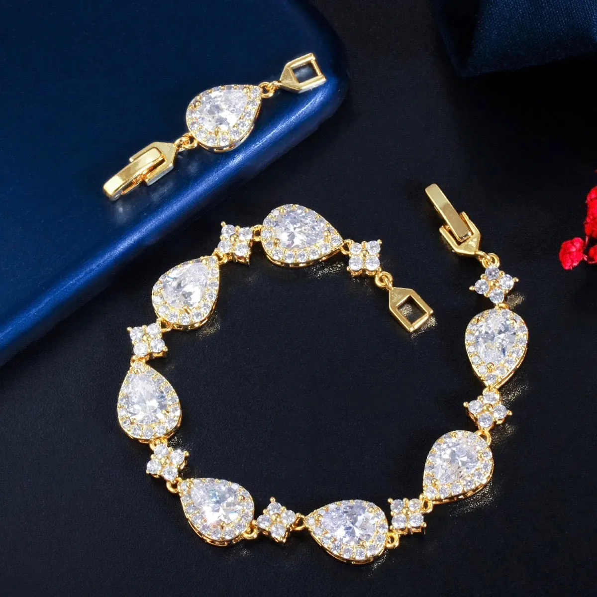 "Kay" - Cubic Zirconia Bridal Bracelet - Available in Silver, Rose Gold and Yellow Gold