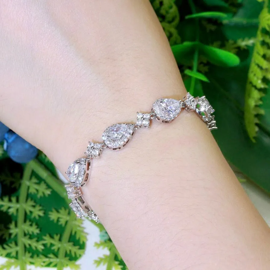 "Kay" - Cubic Zirconia Bridal Bracelet - Available in Silver, Rose Gold and Yellow Gold