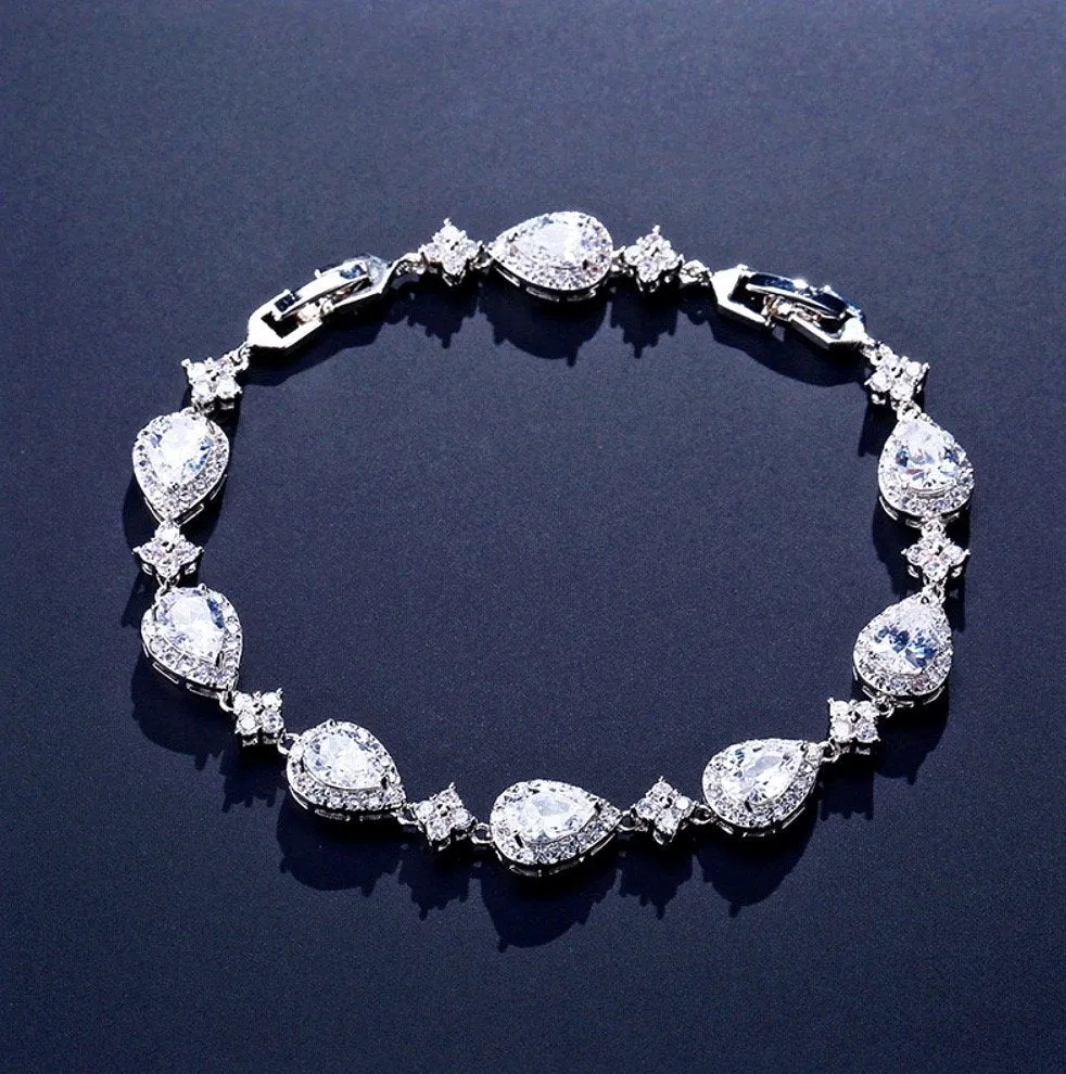 "Kay" - Cubic Zirconia Bridal Bracelet - Available in Silver, Rose Gold and Yellow Gold