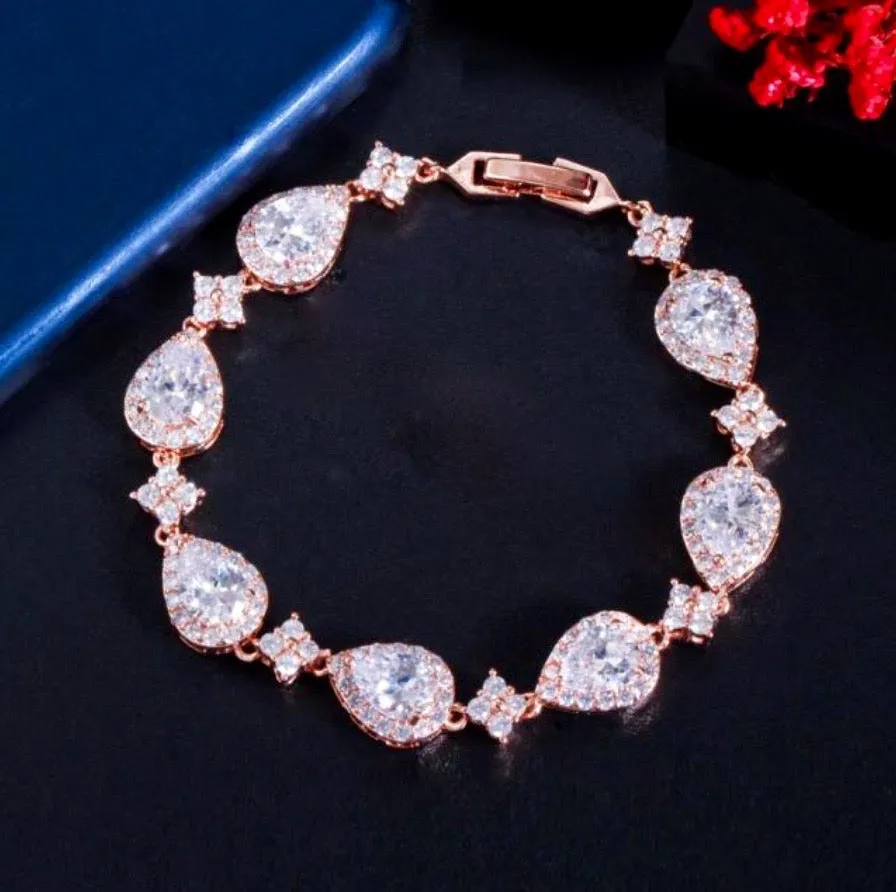 "Kay" - Cubic Zirconia Bridal Bracelet - Available in Silver, Rose Gold and Yellow Gold