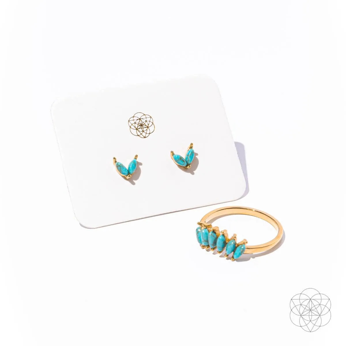 Radiant Shield - Turquoise Earrings and Ring Protection Set