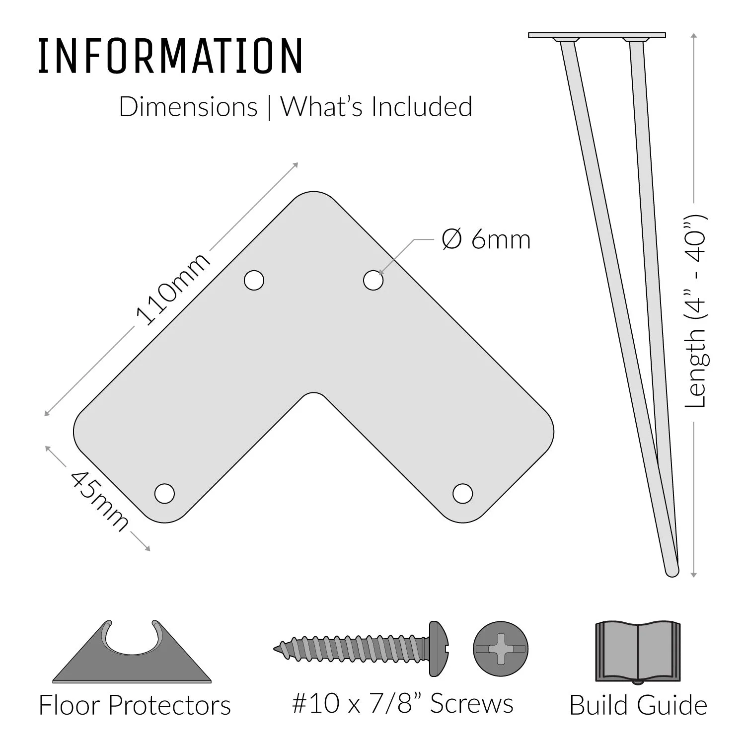 Raw Steel Hairpin Legs