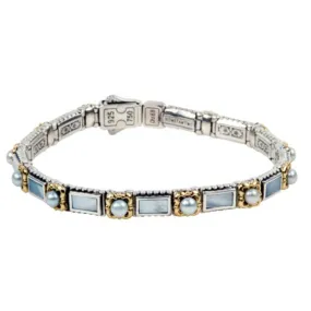 Rectangle Link Bracelet with Mother of Pearl and Pearl