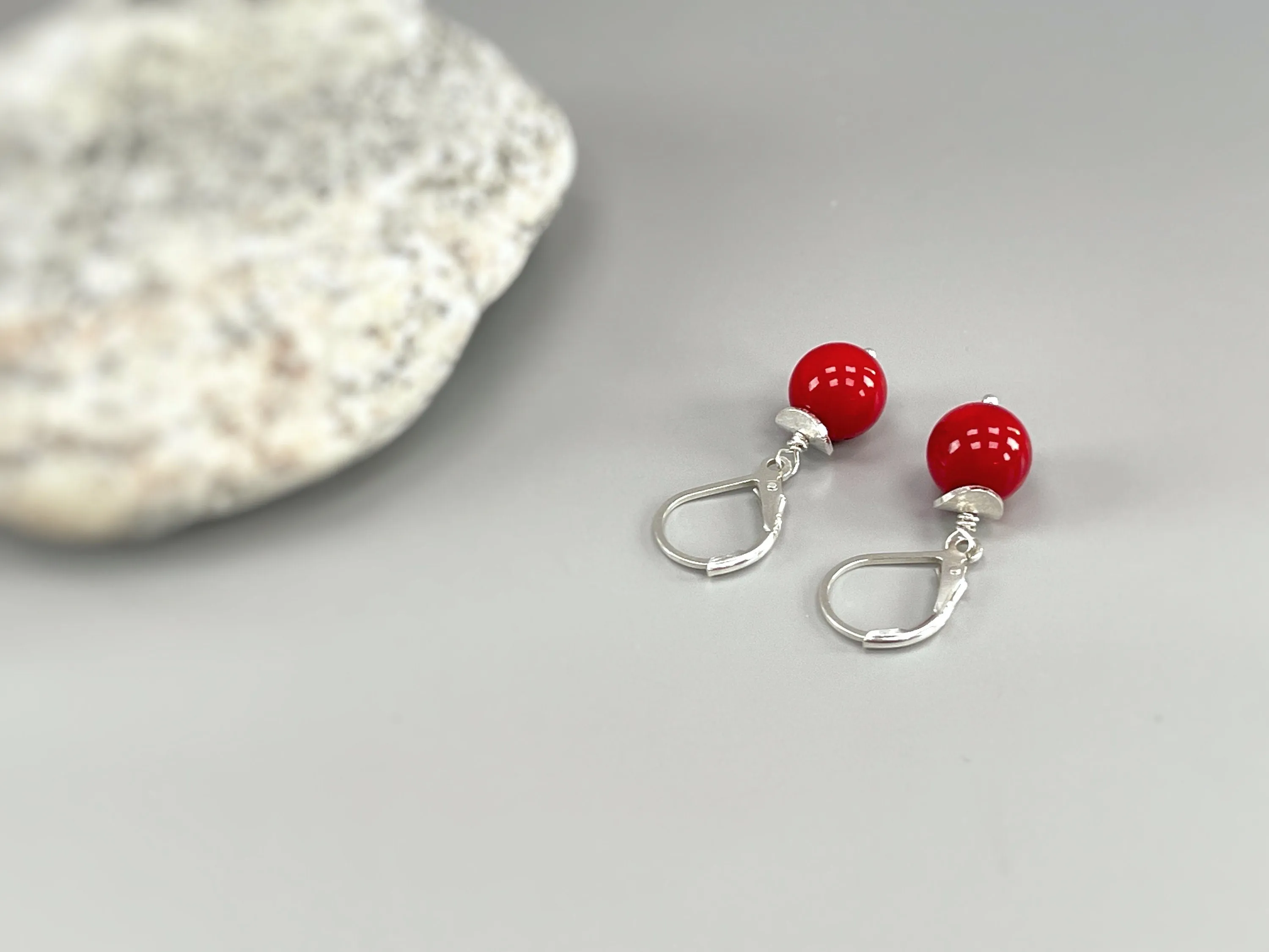 Red Coral Earrings dangle 14k Gold Fill, Sterling Silver