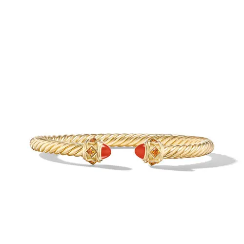 Renaissance Bracelet in 18K Yellow Gold with Carnelian and Citrine, Size Medium