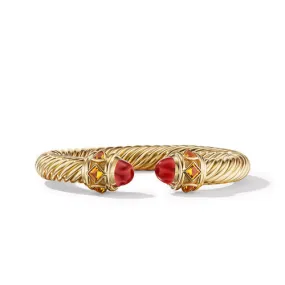 Renaissance Bracelet in 18K Yellow Gold with Carnelian and Madeira Citrine, Size Medium