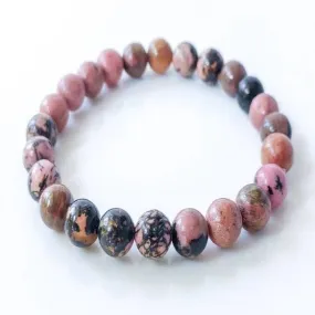 Rhodonite Crystal Bead Bracelet