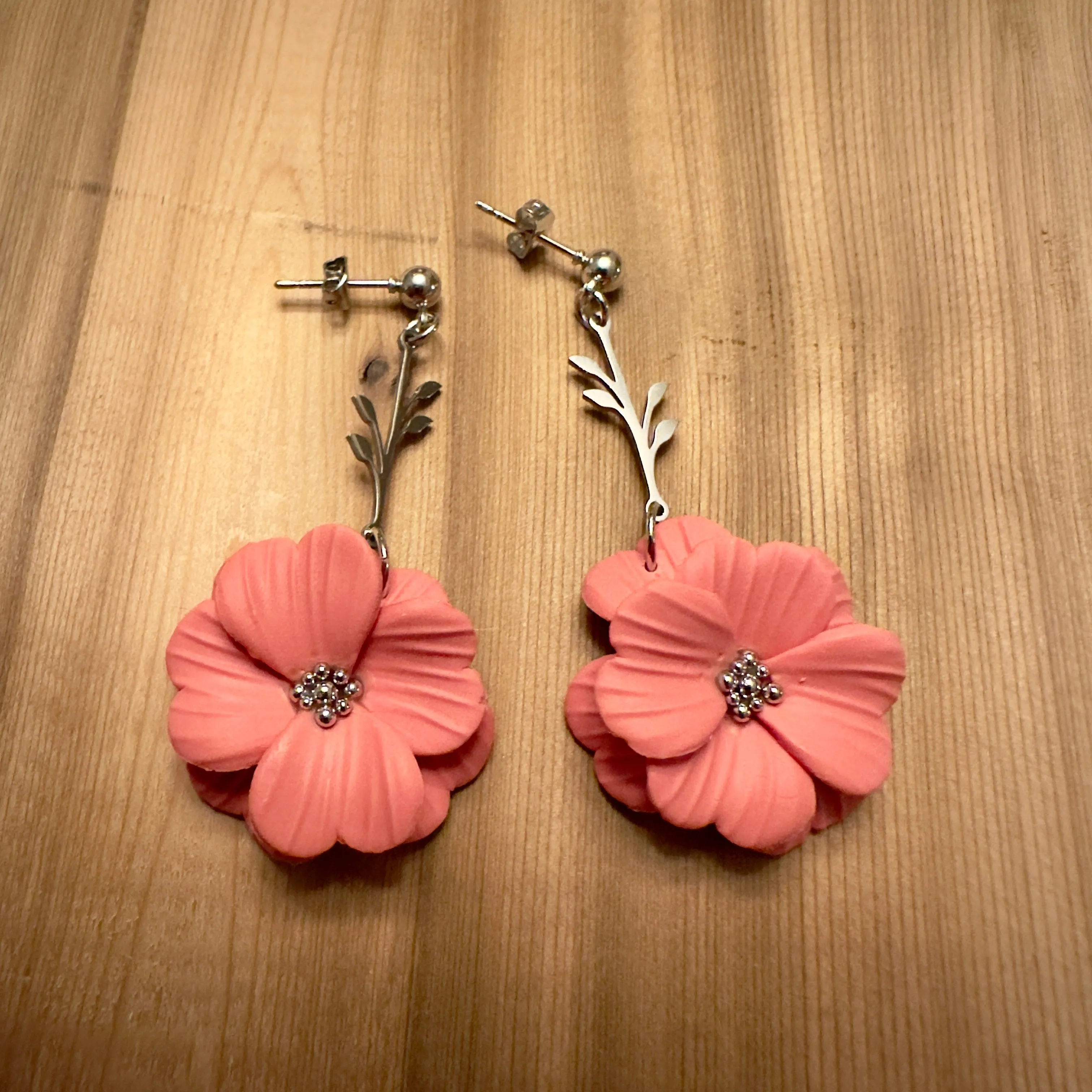 Roses with Gold or Silver Metal Stems | Nickel Free Hardware | Drop Earrings