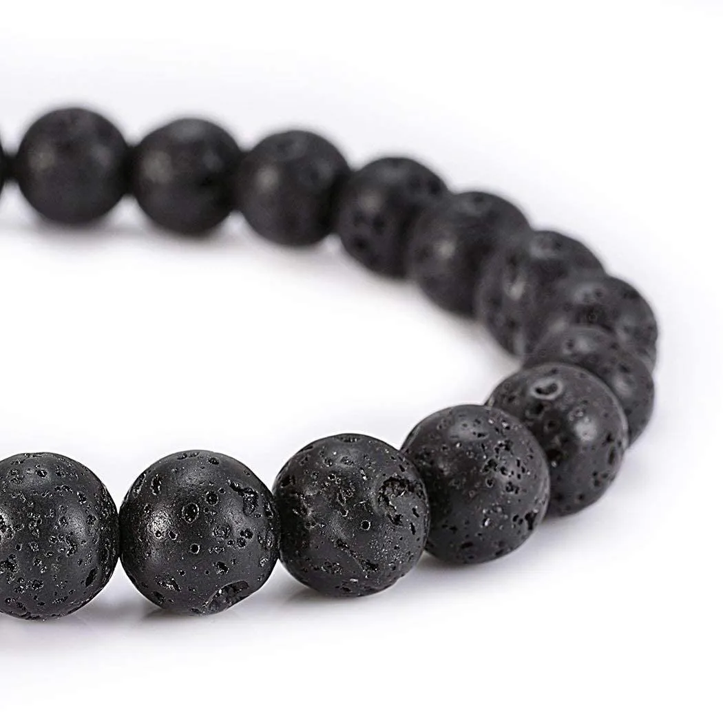 Round Beads Volcanic Lava Crystal Stone 8mm| Bracelet For Reiki Chakra Yoga Meditation| Semi Precious Gemstones Stretchable Bracelet