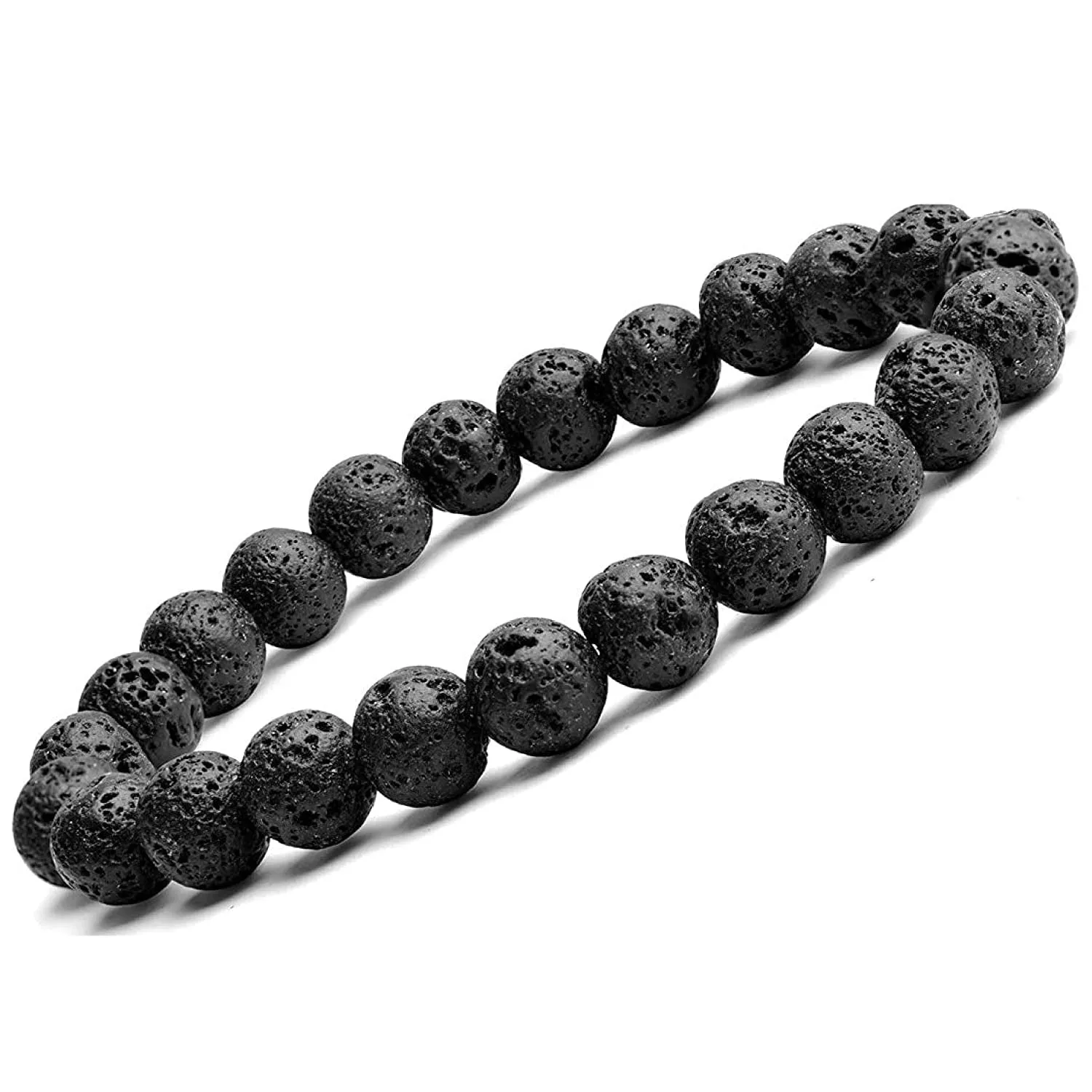 Round Beads Volcanic Lava Crystal Stone 8mm| Bracelet For Reiki Chakra Yoga Meditation| Semi Precious Gemstones Stretchable Bracelet