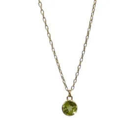 Round Peridot Bezel Necklace