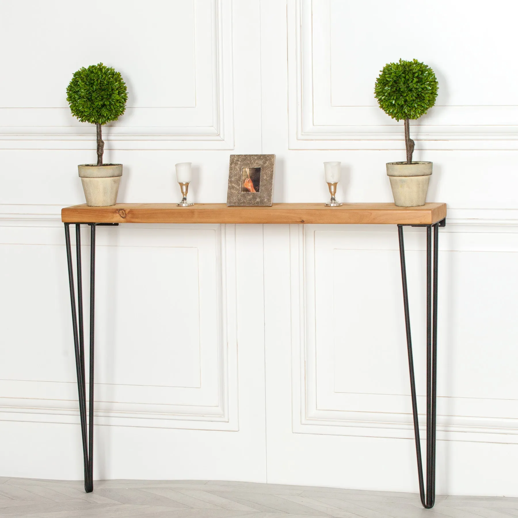 Rustic Wooden Hairpin Hall Console Table - 77cm