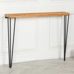 Rustic Wooden Hairpin Hall Console Table - 77cm