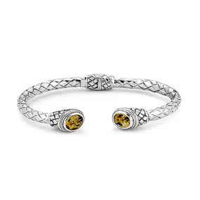 Samuel B. Sterling Silver Oval Citrine Woven Design Bracelet (99474)