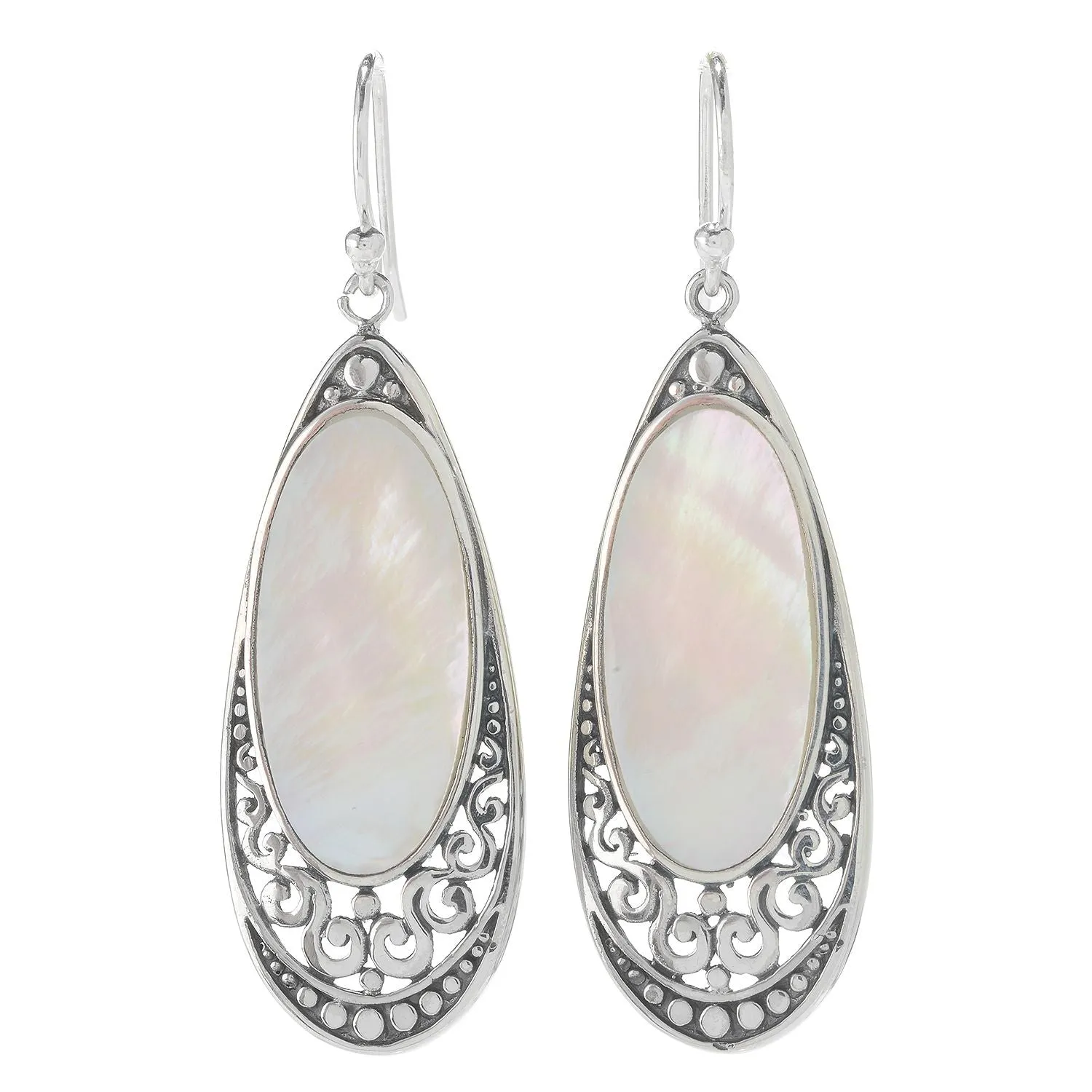 Samuel B. Sterling Silver Oval Mother-of-Pearl Earrings (91438)