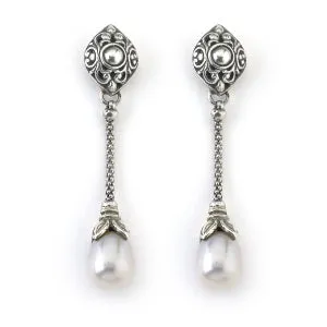 Samuel B. Sterling Silver White Pearl Drop Earrings (96320)