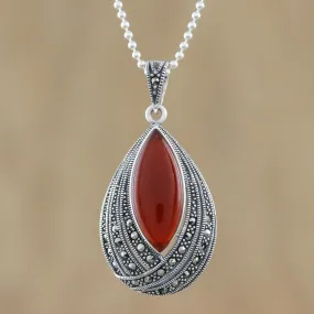 Scarlet Dance Red Onyx Pendant Necklace from Thailand