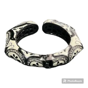 Secretly Posh Black Cream And Diamanté Snap Bracelet Cuff