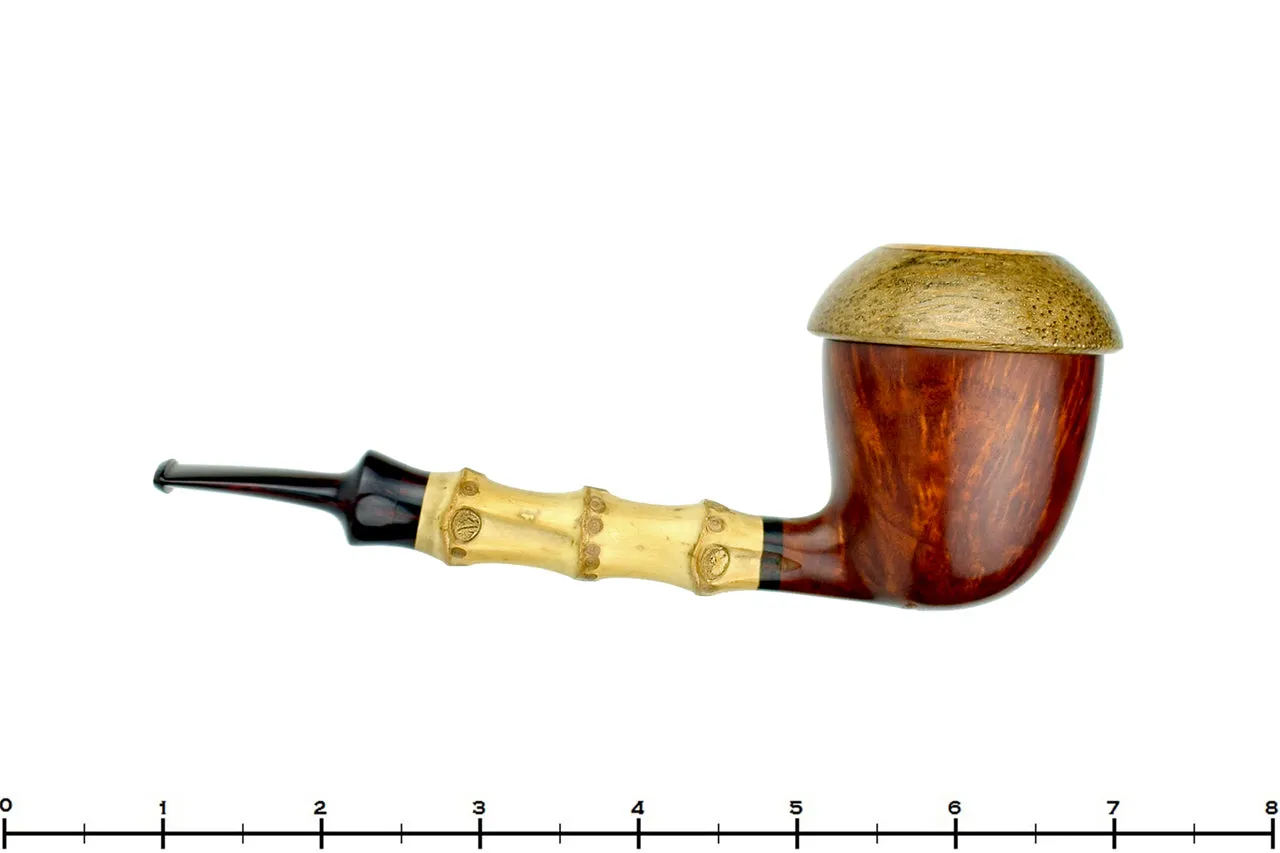 Sergey Cherepanov Pipe 1/8 Bent Bamboo Briar Calabash with Brindle