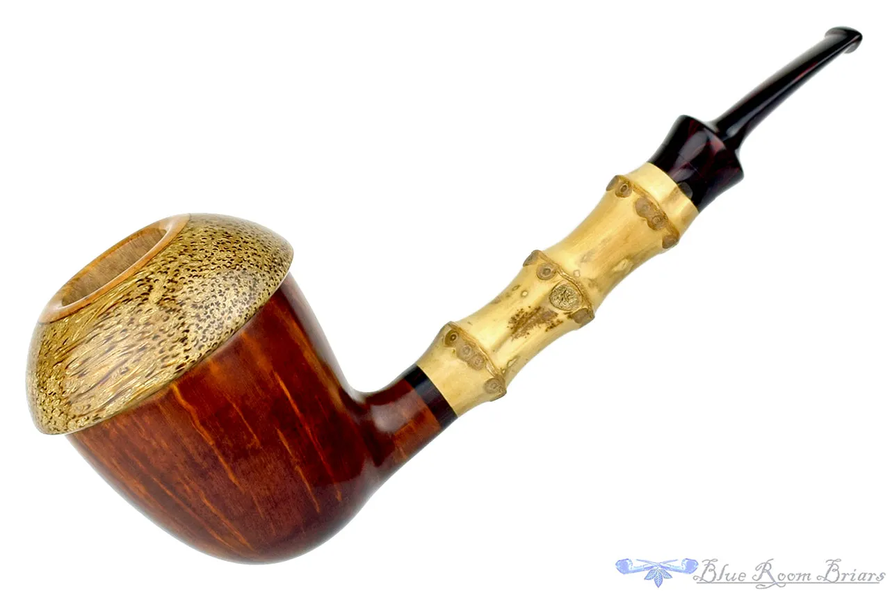 Sergey Cherepanov Pipe 1/8 Bent Bamboo Briar Calabash with Brindle