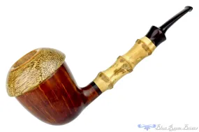 Sergey Cherepanov Pipe 1/8 Bent Bamboo Briar Calabash with Brindle