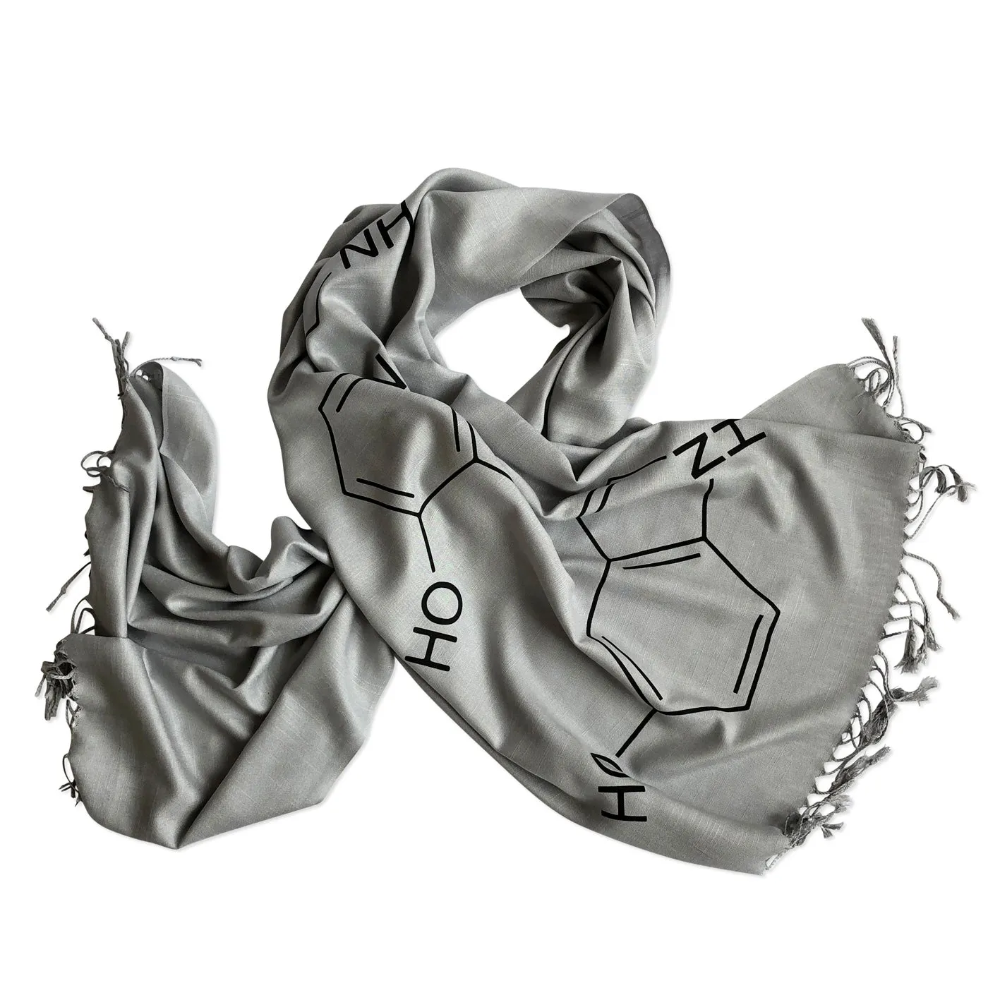 Serotonin & Dopamine Scarf, Silkscreened Bamboo Pashmina