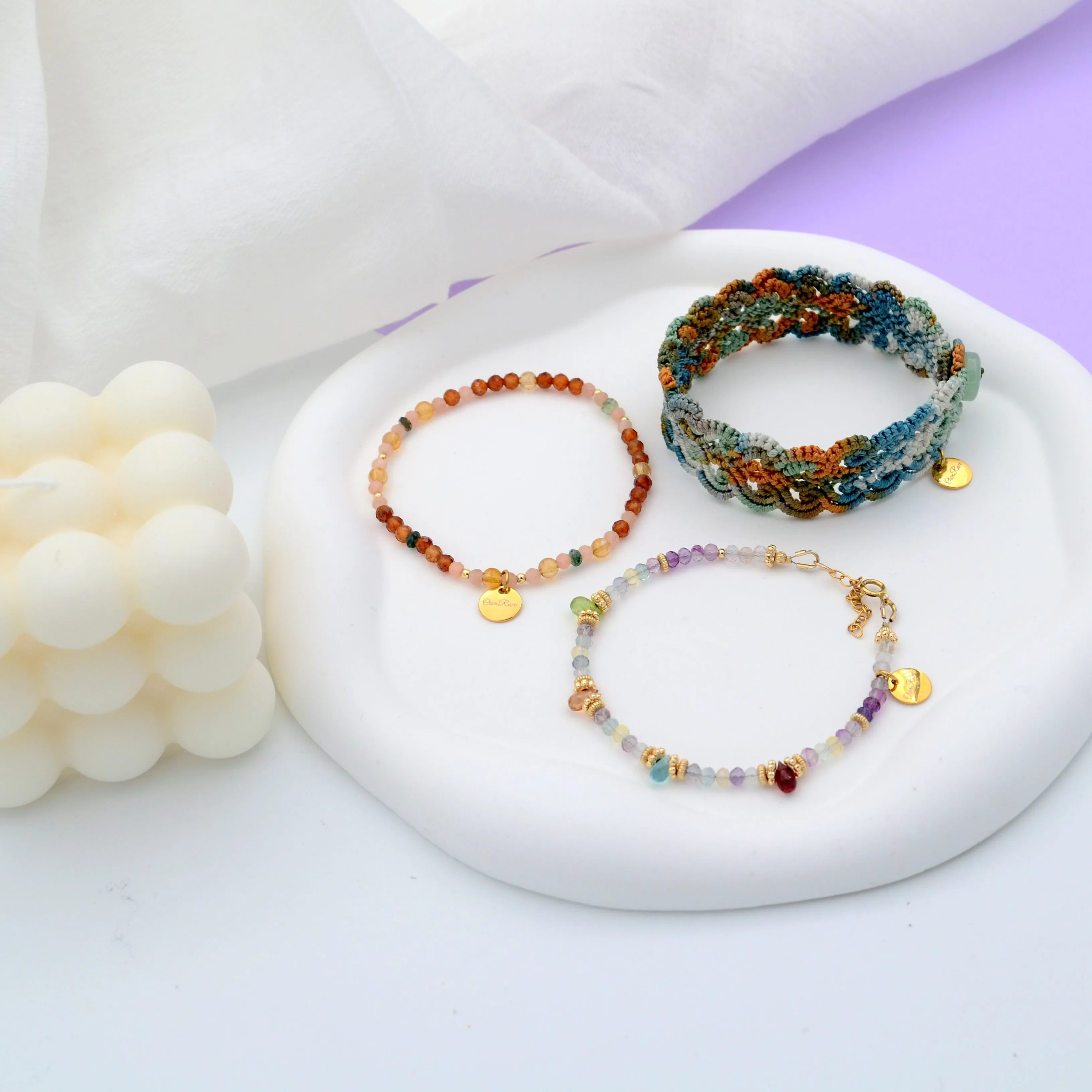 Set of Three Bohemia fluorite Alxa Manual preparation Bracelet 3 Piece Crystal Jewelry Bracelet