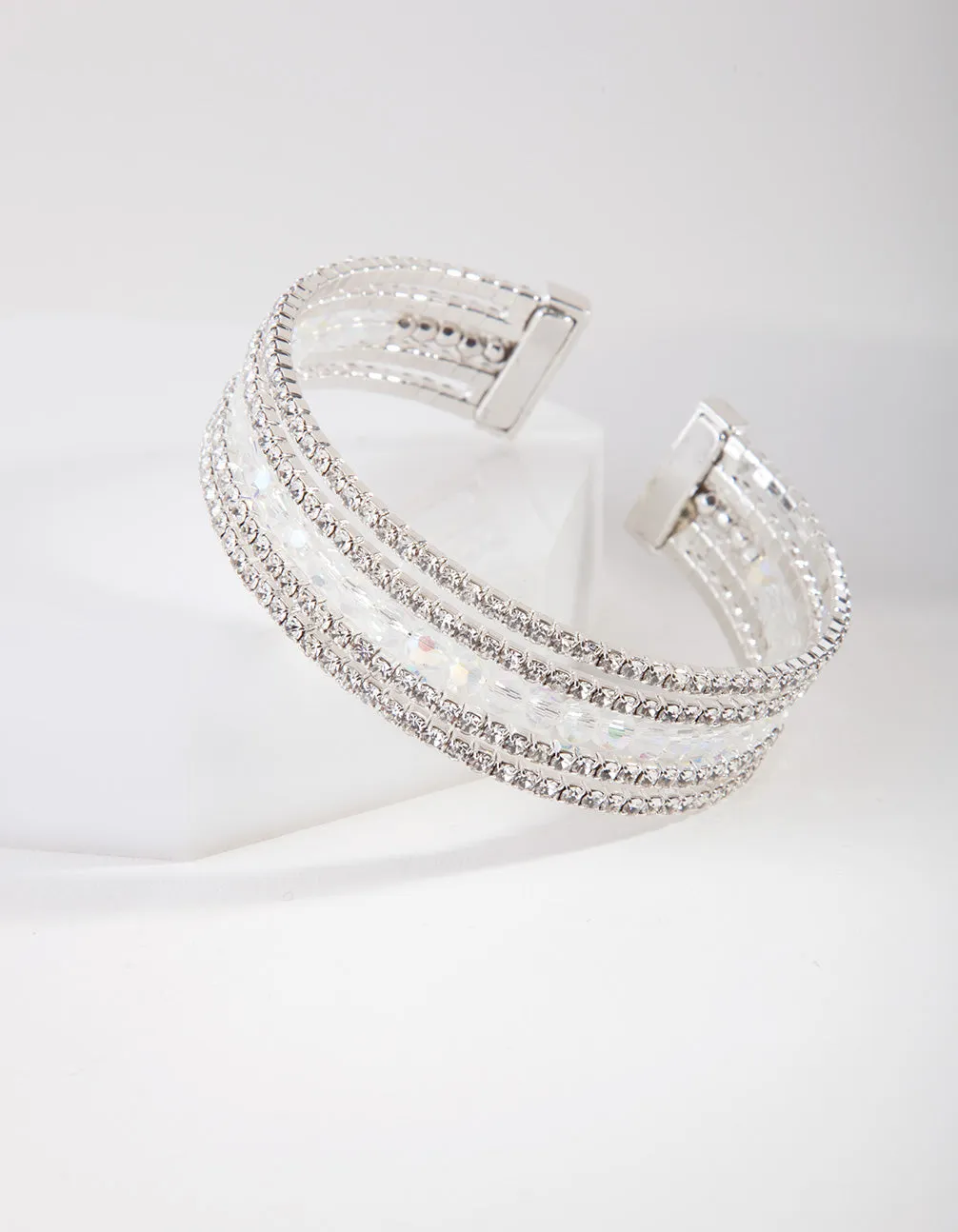 Silver Faceted Cuff Bracelet