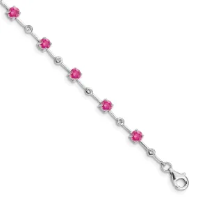 Silver Pink Tourmaline Gemstone Topez Bracelet