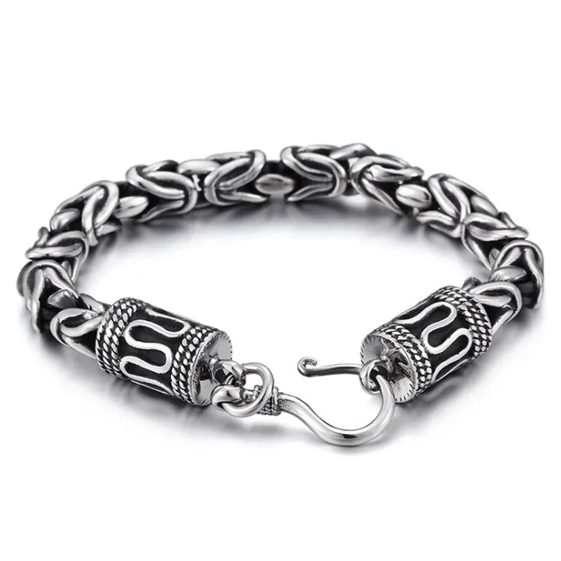 Silver Plated Braided Twist Chain Bracelet Men\'s Vintage Simple Foxtail Chain Cuff Bracelet Casual Jewelry Gift