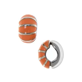 Silvertone Coral Segmented Reversible Hugs® Clip Earrings