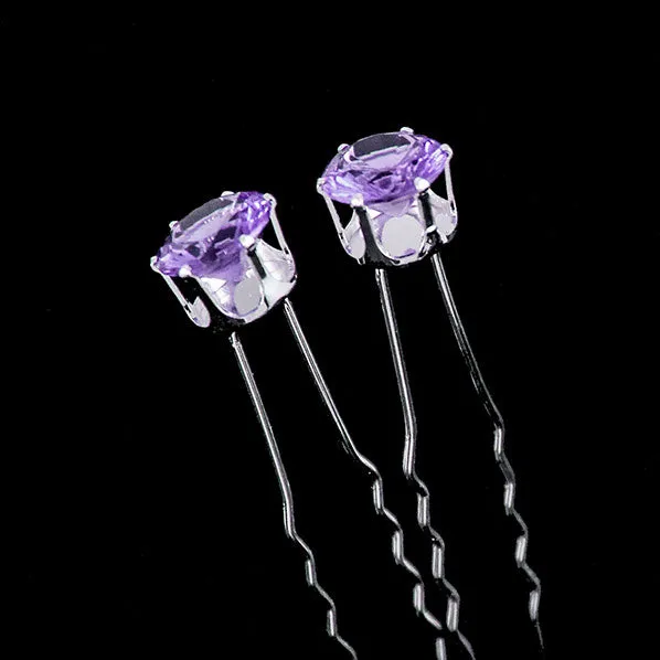 Single Rhinestone 2-Prong Bridal Hairpin [Pair]