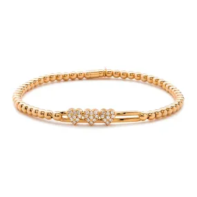 Sliding Heart Station Pave Stretch Bracelet