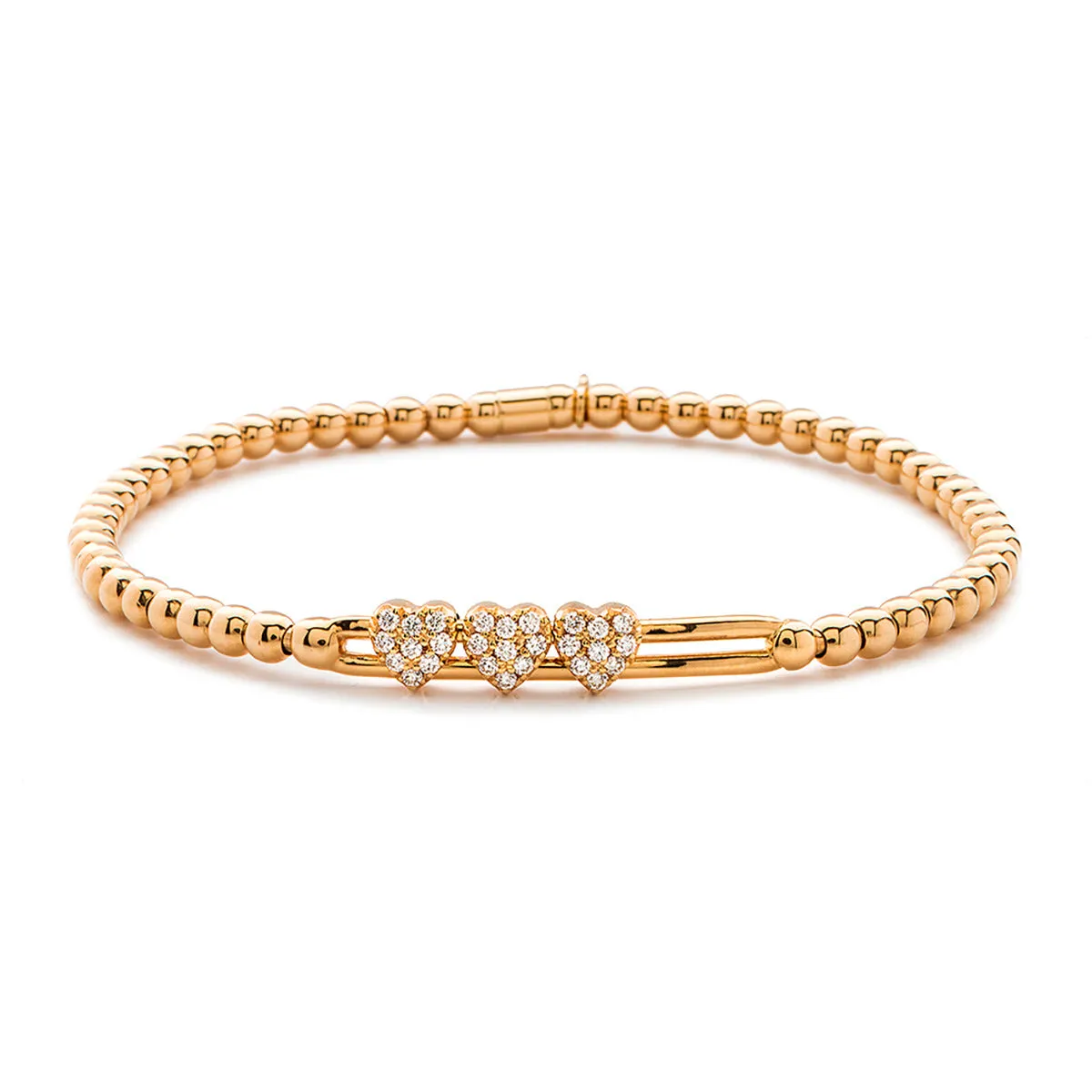 Sliding Heart Station Pave Stretch Bracelet