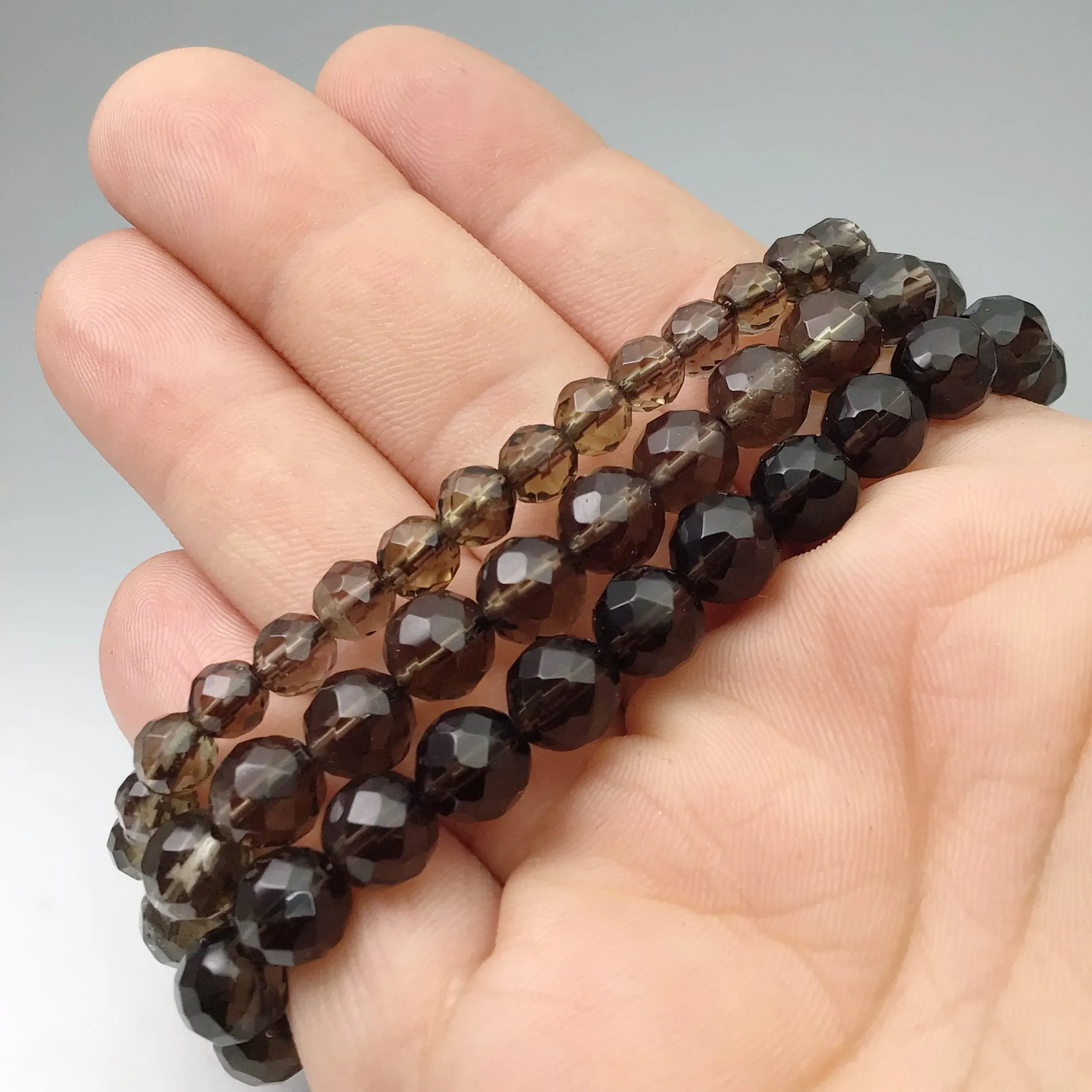 Smoky Quartz Faceted Beaded Bracelet