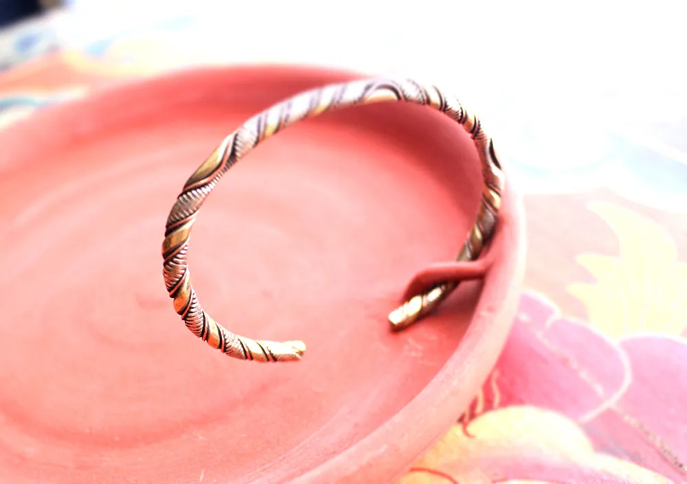 Solid Twisted Copper Bracelet, Cuff Bracelet