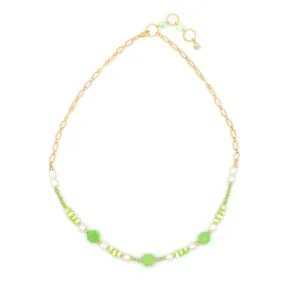 Spectrum Peridot Chalcedony & Pearl Necklace