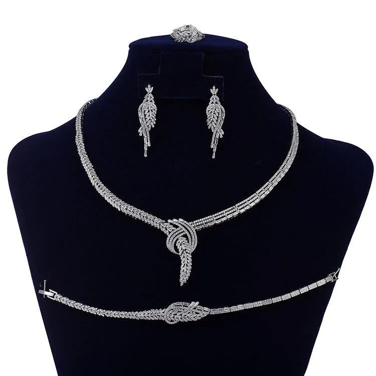 Splendid High Quality AAAA  Cubic Zirconia Wedding Bridal 4 piece Jewelry Set