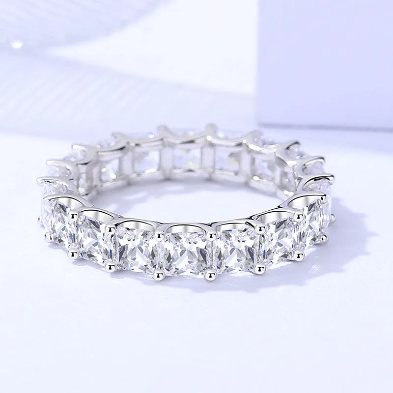 Square row diamond ring women's s925 sterling silver light luxury versatile zircon ring bracelet