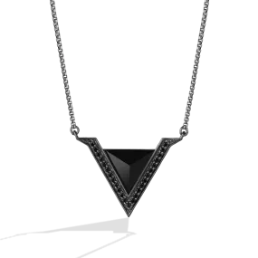 Star Wars™ Fine Jewelry DARK ARMOR WOMEN'S NECKLACE 1/5 CT.TW. Black Diamonds and Onyx Silver with Black Rhodium