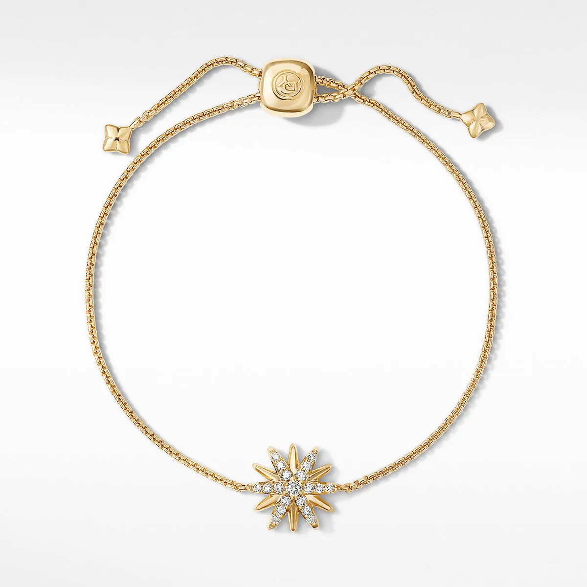 Starburst Station Chain Bracelet in 18K Yellow Gold with Pave Diamonds