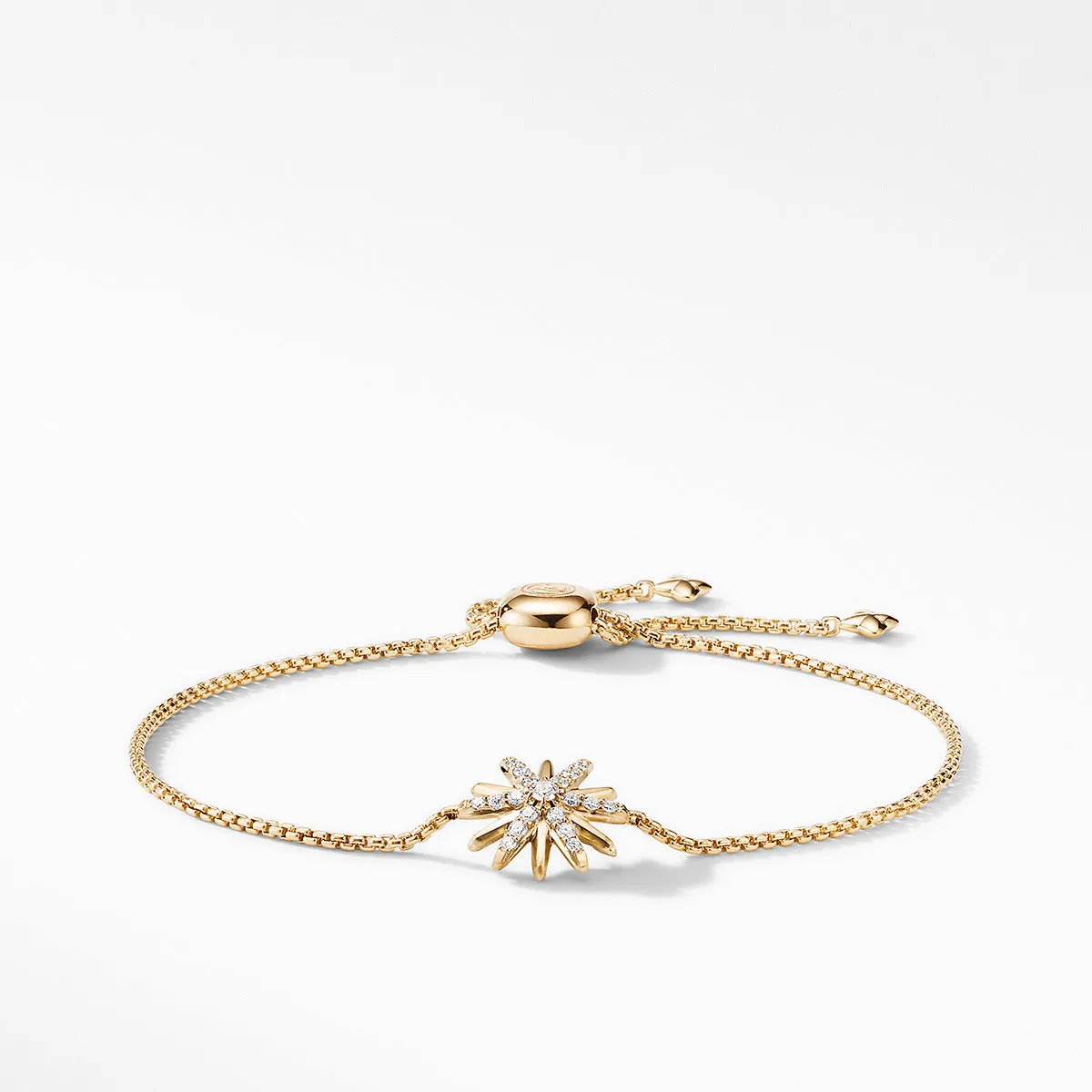 Starburst Station Chain Bracelet in 18K Yellow Gold with Pave Diamonds