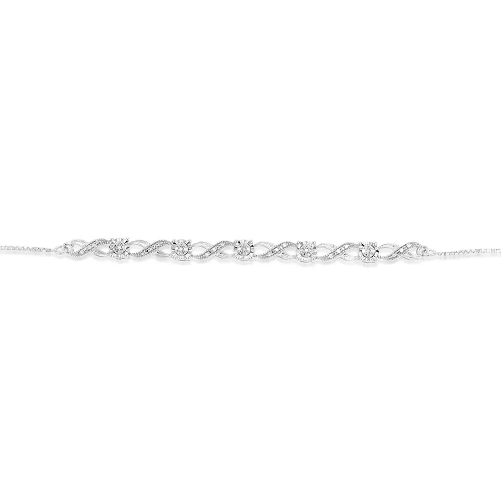 Sterling Silver 1/10 Carat Diamond Infinity Slider Bracelet