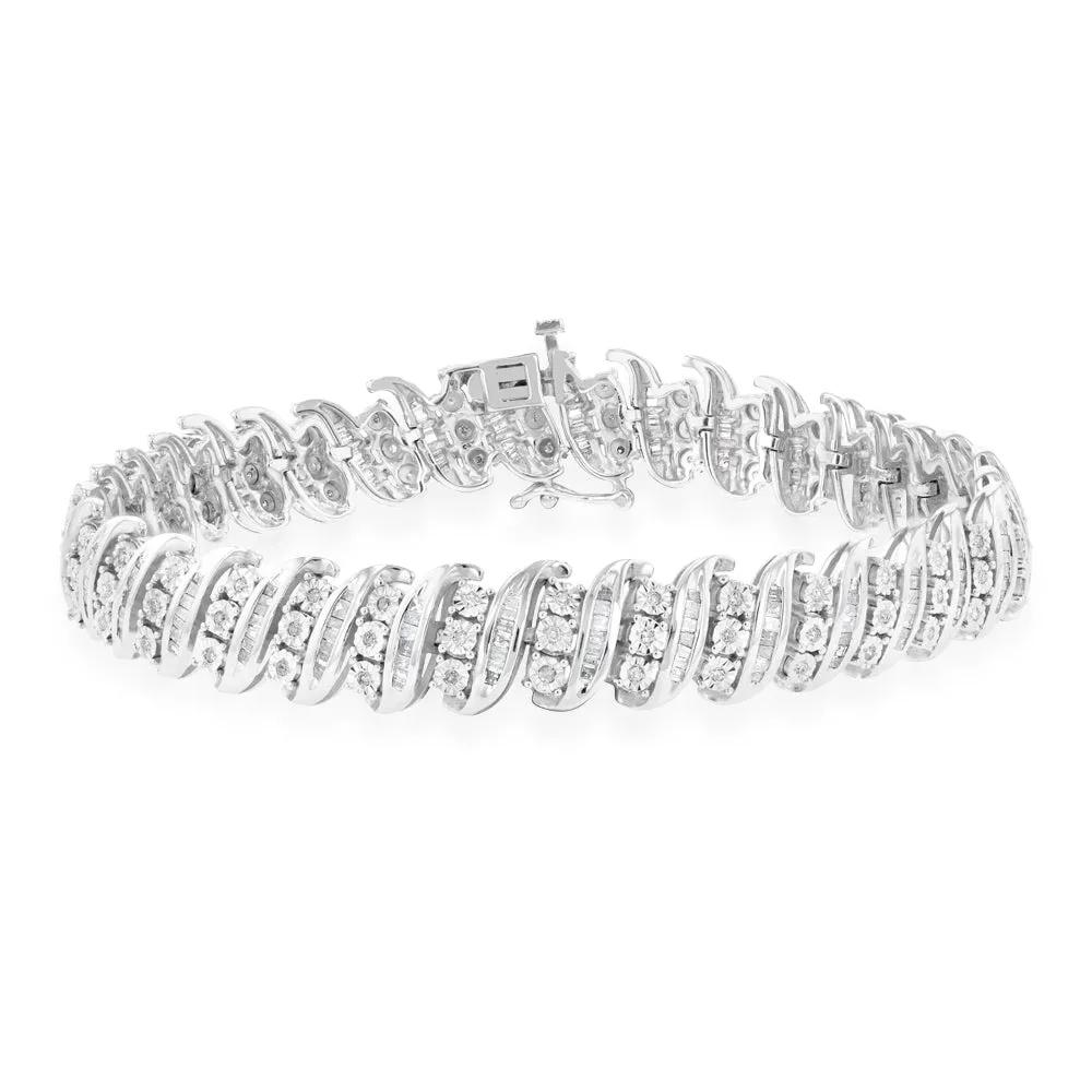 Sterling Silver 2 Carat Diamond 19.5cm  Bracelet