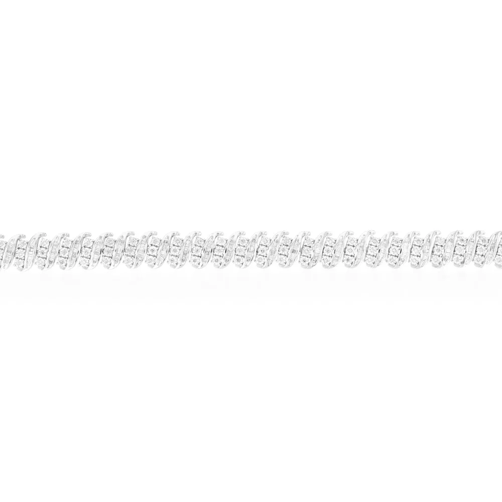 Sterling Silver 2 Carat Diamond 19.5cm  Bracelet