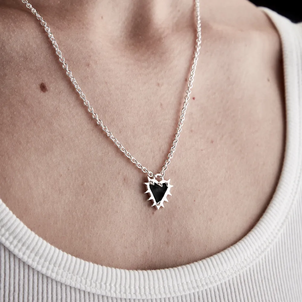 Stolen Girlfriends Club Talon Heart Necklace - Sterling Silver & Onyx